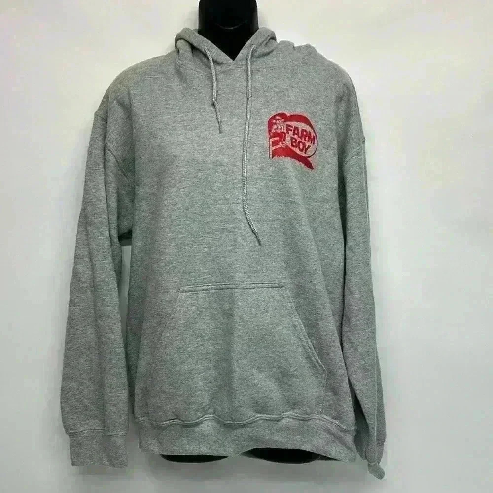 Men’s size medium, gray hoodie, farm boy y2k